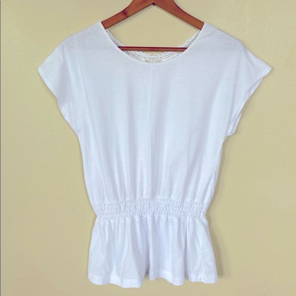 Short Sleeve Boho Stretch Waist Cotton Top Size Small - Picture 8 of 16